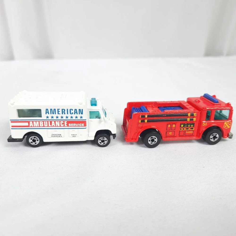 Vintage Hot Wheels Lot Sheriff Firetruck Ambulance Diecast Cars